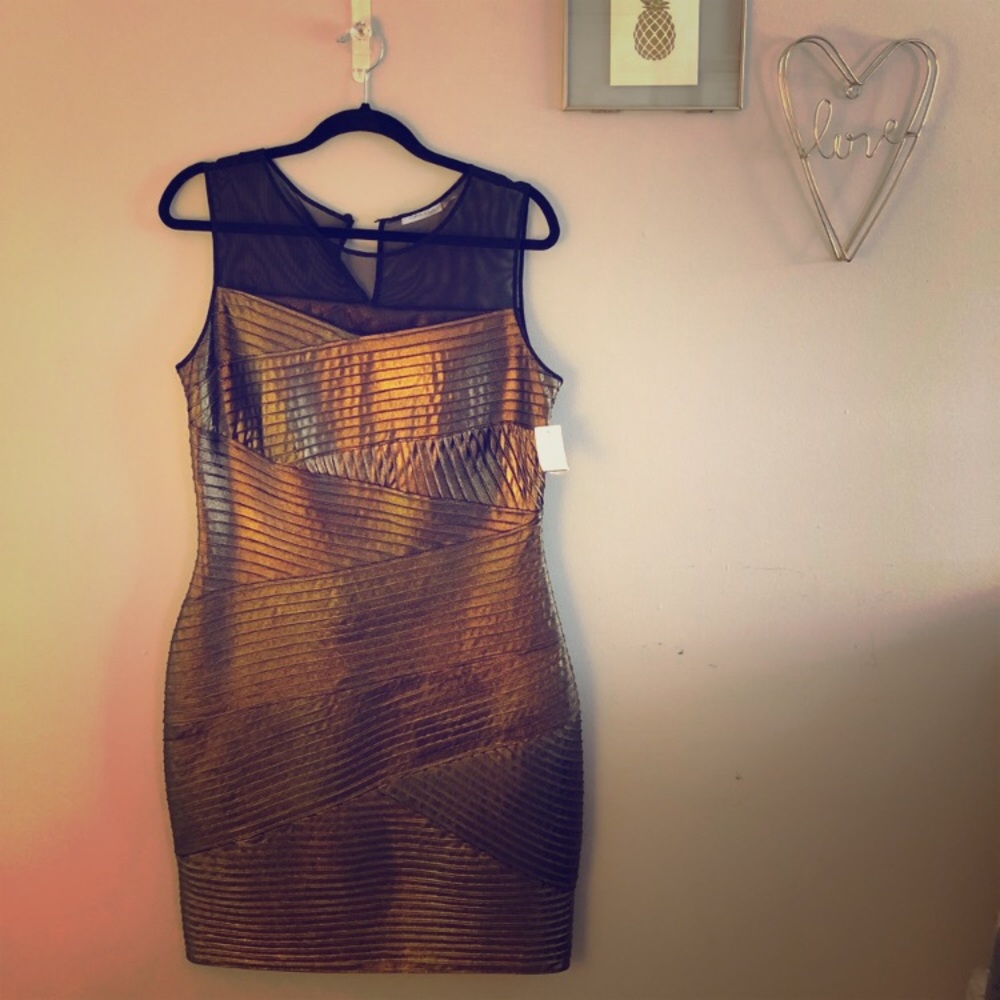 Calvin Klein Gold and Black Dress